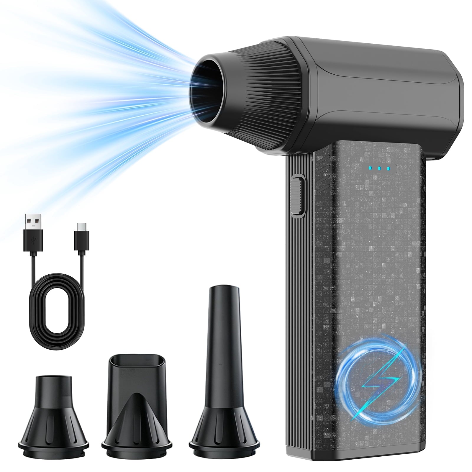 KT1 200000RPM Cordless Electric Air Duster, 3-Speed Rechargeable Blower for Keyboard, PC, and Car Cleaning