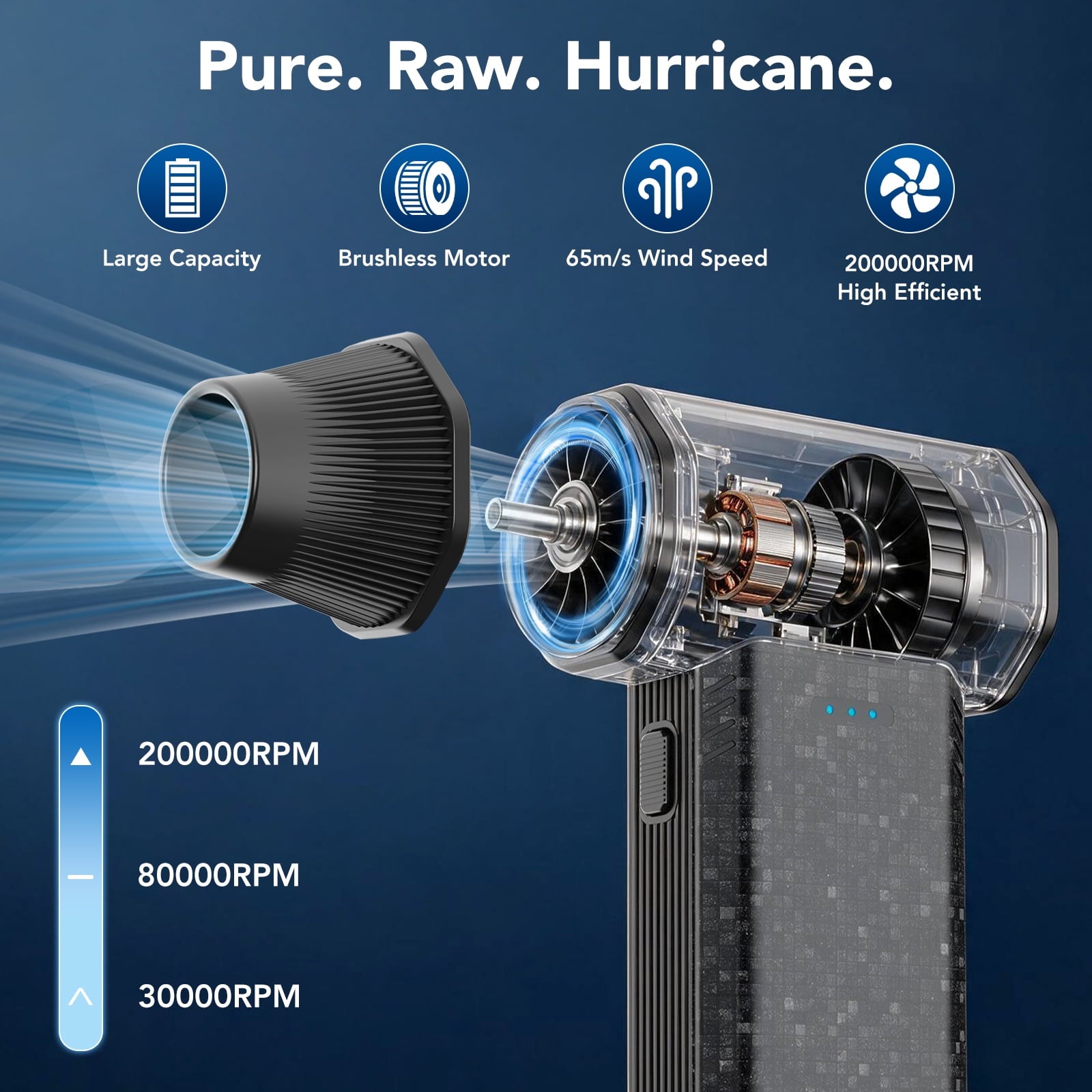 KT1 200000RPM Cordless Electric Air Duster, 3-Speed Rechargeable Blower for Keyboard, PC, and Car Cleaning